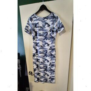 Camouflage Midi Blue Dress